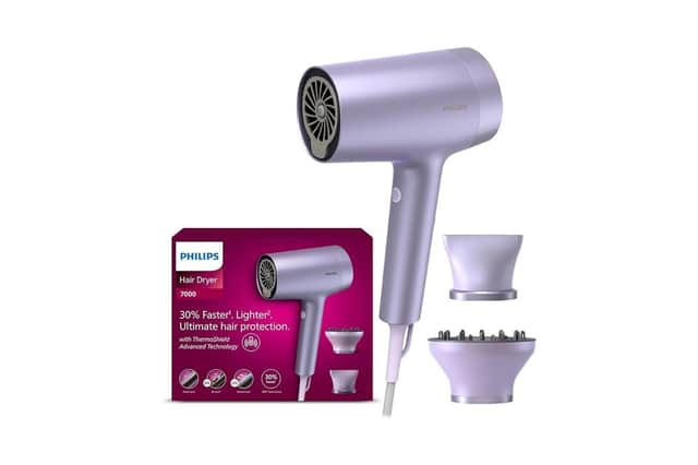 Philips Hair Dryer 7000 Series, ThermoShield Advanced Technology, Mineral and Water Ionic, with Nozzle and Hair Diffuser, 1800W, Model BHD720/13