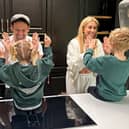 Joe Swash with Rose, Stacey Solomon with Rex