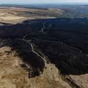 Aerial views show the aftermath after three blazes broke out at March Haigh Reservoir in Marsden. 