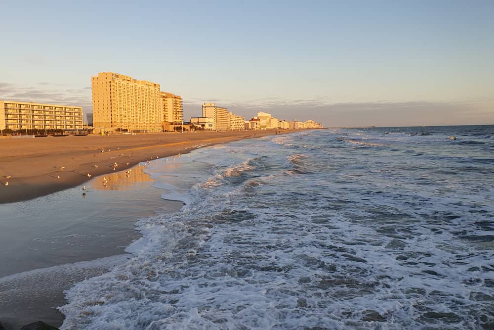 The sun rises on another packed day at Virginia Beach