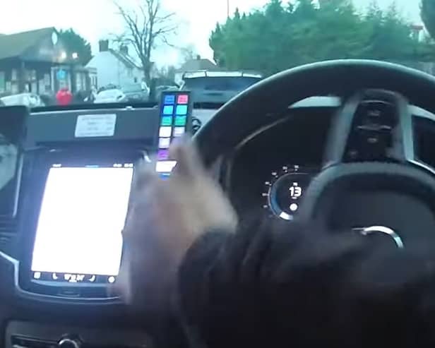 Disqualified driver jumps from moving car during police chase.
