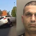 Man rams police vehicles.