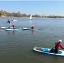 A paddle boarding class