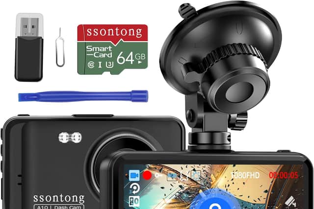 This 1080P dash cam includes night vision and comes ready to go with a 64GB card