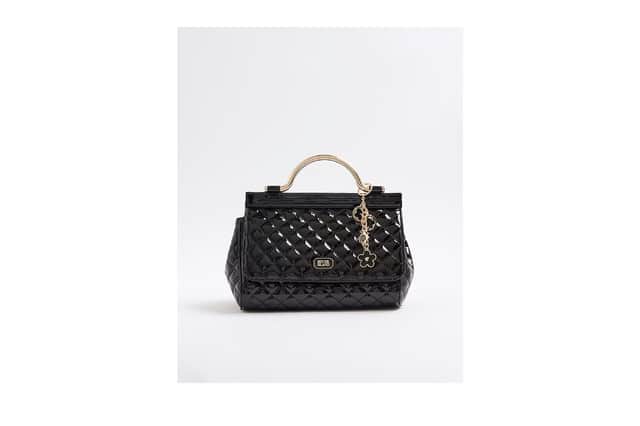 River Island's Black Quilted Metal Handle Tote Bag