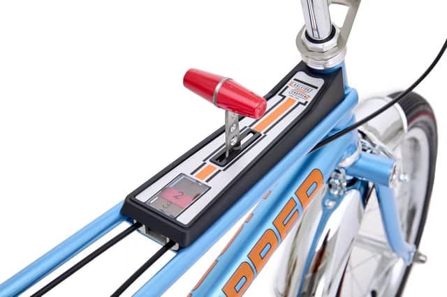 The new Raleigh Chopper stays true to its roots with a retro 3-speed shifter and classic 70s styling.