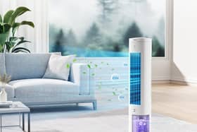 The air cooler uses a tank of cold water, and a pair of ice blocks to send out a super-cool blast of air