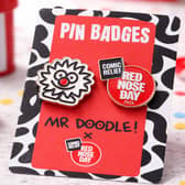 The two badges cost £1.90 for a limited time, and at least £1.50 goes to Comic Relief