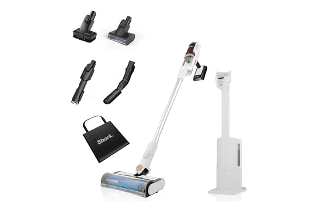 The Shark Cordless Vacuum automatically empties dirt into a sealed dock that can hold debris for up to 30 days.