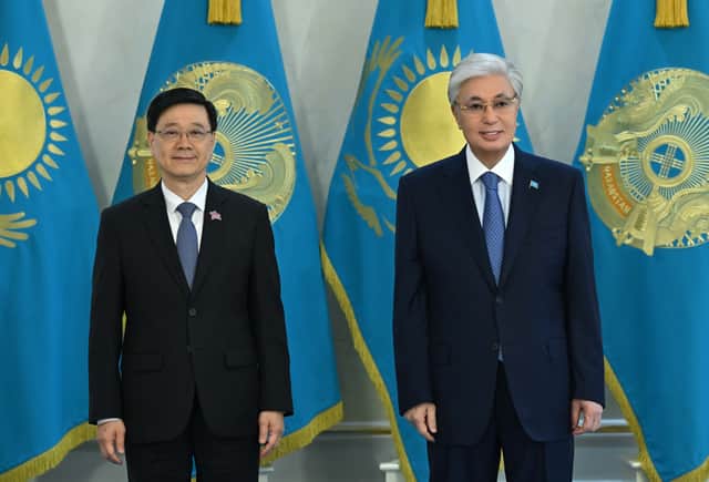 Hong Kong SAR's Chief Executive John Lee meets with the President of Kazakhstan Kassym-Jomart Tokayev to exchange views on deepening bilateral relations