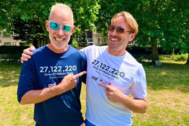 Paul Sinton-Hewitt and Adam Beaumont celebrate 13 years of partnership between aql and parkrun
