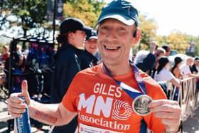 Fundraiser Giles Ashton-Roberts pictured at the Chicago Marathon.