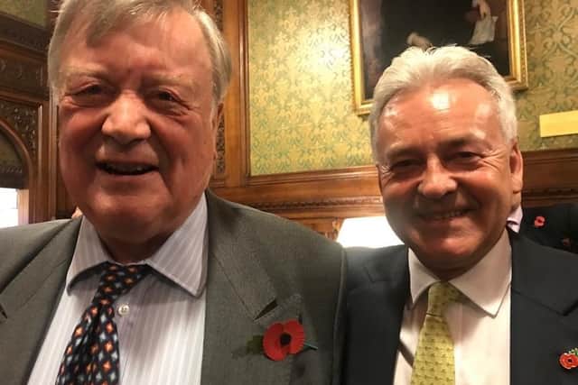 Rutland and Melton MP Sir Alan Duncan pictured on his final day in the House of Commons with veteran Tory MP, Ken Clarke, who is standing down after 49 years as an MP EMN-190511-110717001