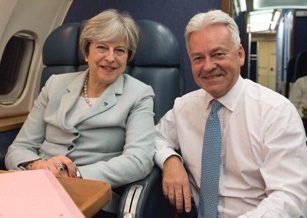 Sir Alan Duncan on a flight to Brussels with former Prime Minister Theresa May EMN-190511-173728001