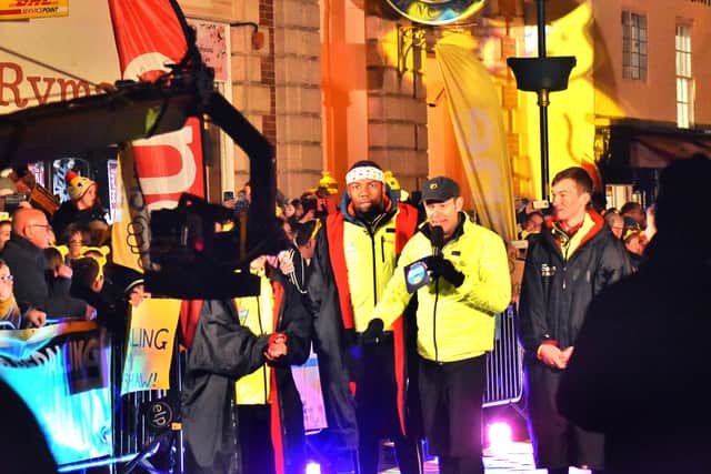 Matt Baker presents live on air to The One Show from Nottingham Street in Melton EMN-191114-111734001