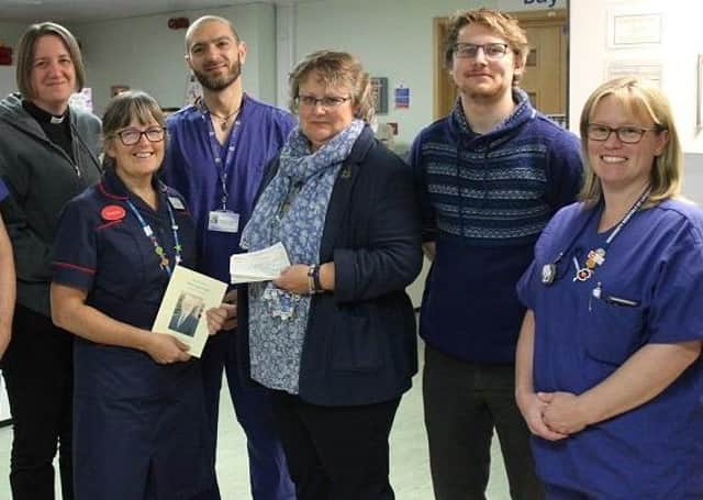 From leftt: Glenfield Hospital ICU consultant Dr Sam Hanna-Jumma, Prior of the Community of the Tree of Life, the Rev Rachel Bennetts, ICU Matron Jackie Redfern, consultant cardiac surgeon Mustafa Zakkar, Trisha Nutter, Matt Nutter and ICU Consultant Dr Susan Dashley
PHOTO PHIL BALDING EMN-191125-134256001