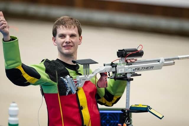 Whapples gives the thumbs-up after his medal-winning shoot. Photo: Narelle Spangher; International Paralympic Committee EMN-191128-120404002
