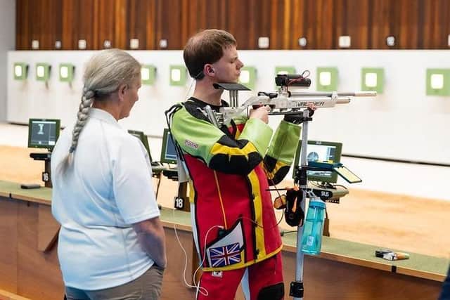 On the range at Sydney with coach Pauline Thornton. Photo: Narelle Spangher; International Paralympic Committee EMN-191128-120424002