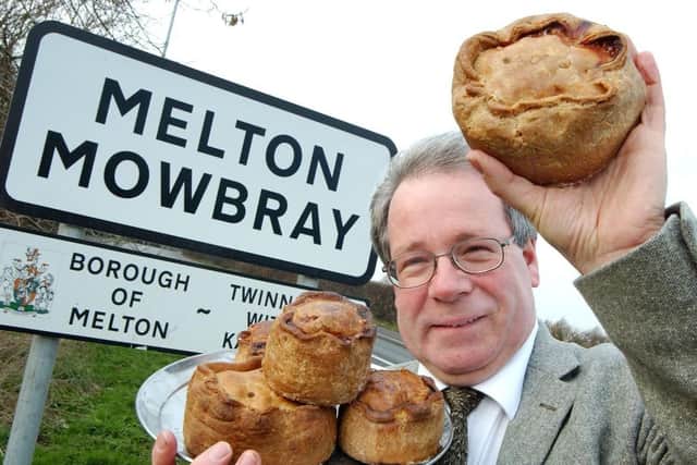 Melton Mowbray Pork Pie Association chair Matthew O'Callaghan with some of Melton's famous pork pies EMN-190612-121438001