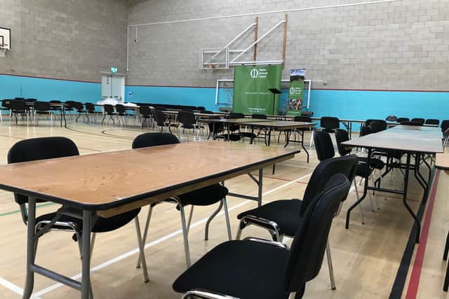 The sports hall at Melton Sports Village is ready for the count to take place for the General Election EMN-191012-155422001