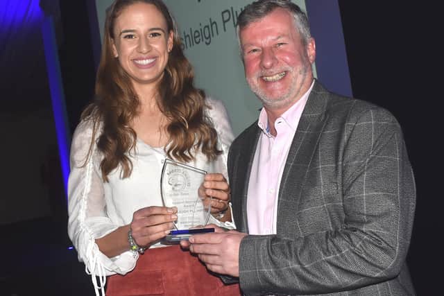 Ashleigh Plumptre was honoured with the Special Recognition award. Pictured with Stephen Hall of sponsors B and H Midland Services EMN-200229-081928002