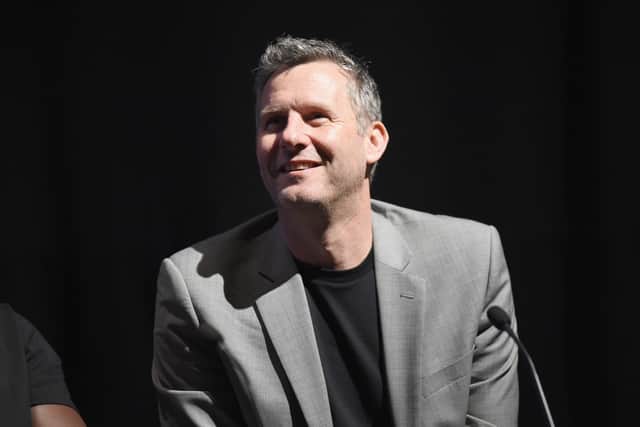 LONDON, ENGLAND - APRIL 09:  Comedian Adam Hills speaks on stage during the panel discussion about 'How TV Turned Paralympians Into Heroes' at the BFI & Radio Times TV Festival at BFI Southbank on April 9, 2017 in London, England.  (Photo by Tabatha Fireman/Getty Images)