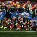 Anderson celebrates with his Cobblers teammates. Photo: GattyImages