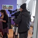The cameras roll as artist Lucy Cortese perfects some work for BBC programme Home Is Where The Art Is EMN-200713-131400001