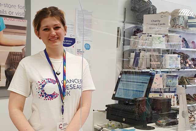 Breidh Wharton (19) , a volunteer at Melton's Cancer Research UK shop which has now reopened EMN-201007-111446001