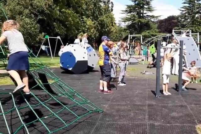 Children enjoy first use of Melton's new destination play park as it was opened today EMN-200717-181310001