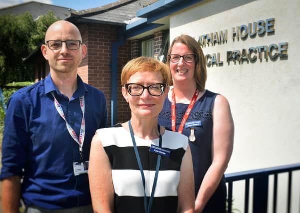 Lead clinic nurse, Sarah Mabbott (back, right), pictured last year with Dr Atkinson and executive manager, Kate Hunter, at Latham House Medical Practice in Melton EMN-200730-114939001