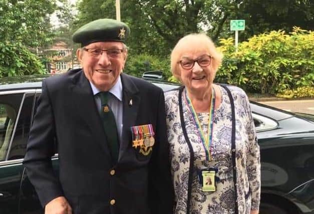 Councillor Pam Posnett and her 100-year-old father-in-law, Jim, a war veteran and one of the county's last surviving Chindits who fought in Burma during the Second World War EMN-200814-101421001