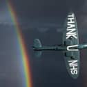 The special Spitfire, which has the names of thouands of NHS heroes written on it, which will fly over Melton Hospital on Saturday EMN-200828-160502001
