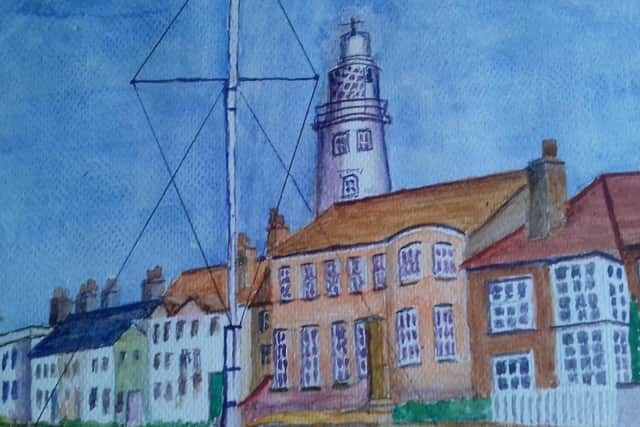 One of the paintings submitted by 100-year-old Leslie Posnett for a virtual lockdown time capsule EMN-200409-115633001