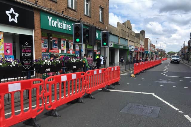The barriers on Melton's Sherrard Street which were put up to aid social distancing but have now been removed by the borough council EMN-200709-115147001
