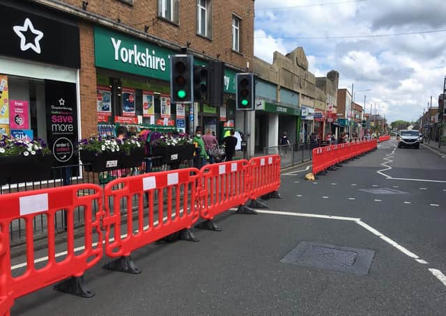 The barriers on Melton's Sherrard Street which were put up to aid social distancing but have now been removed by the borough council EMN-200709-115147001