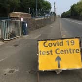 A sign on Burton Road bridge flagging up a recent mobile Covid-19 test site in Melton EMN-200914-154806001