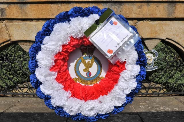 The RAFA Melton Mowbray branch wreath which was laid at a ceremony to commemorate the 80th anniversary of Battle of Britain Day at the town's Memorial Gardens EMN-200922-100043001