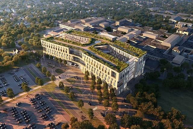 An aerial view of what Glenfield Hospital will look like if proposals to revamp Leicester's hospital services are adopted following public consultation EMN-200925-173735001