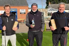 Past Captains take first prize at Pro's Day. From left: Gerry Stephens, Professional Tony Westwood and Glenn Price.