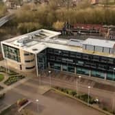 A aerial view of the Melton Borough Council offices off Burton Street - taken from a council video to promote the launch of the corporate strategy for 2020-2024 EMN-200928-113442001