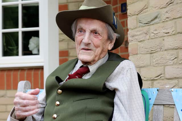 Colonel John Waddy, pictured celebrating his 100th birthday in June this year
Photo Richard Watt
07836 515306 EMN-200929-123244001