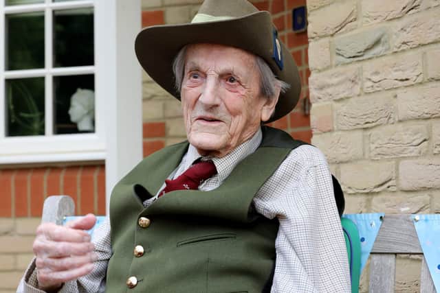 Colonel John Waddy, pictured celebrating his 100th birthday in June this year
Photo Richard Watt 

07836 515306 EMN-200929-123244001