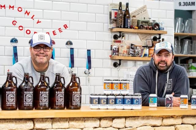 Colin Paige (left) and Combie Cryan, co-founders of Round Corner Brewing, with a selection of their award-winning beers EMN-200610-110858001