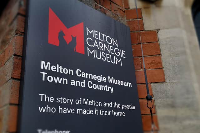 The sign at the entrance to Melton Carnegie Museum, on Thorpe End EMN-201014-134436001