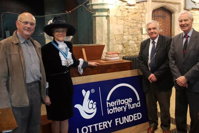 Patricia Ruddle, who has been awarded a British Empire Medal by The Queen, pictured in 2013 in her role as High Sheriff of Rutland, at a ceremony at Preston Church to celebrate the granting of £28,000 from the Heritage Lottery Fund for the complete renovation of the church organ EMN-200910-115807001
