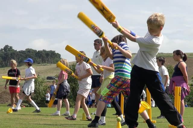 Young cricketers enjoy a kwik cricket session with the Belvoir Cricket & Countryside Trust at Knipton EMN-201019-162504001