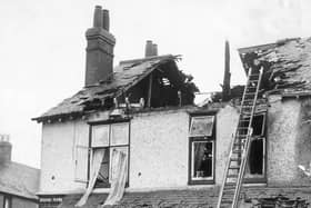 The remains of the tree that was blasted into 1 Brook Street, Melton, protrude through the roof. The occupants had a lucky escape. EMN-200211-181740001
