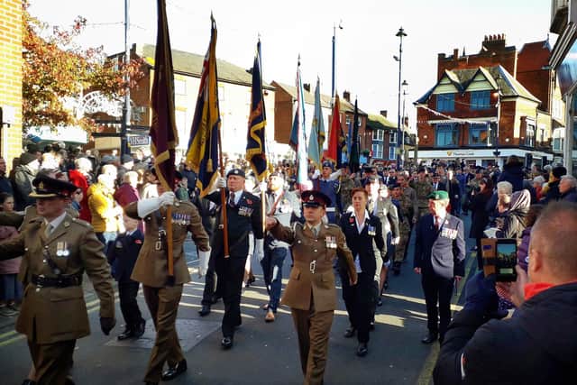 The Remembrance Day parade passes down Leicester Street in Melton a year ago EMN-200311-172746001