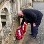 An image from today's socially-distanced Remembrance Sunday service at Melton's Memorial Gardens
PHOTO MELTON BOROUGH COUNCIL EMN-200811-174556001